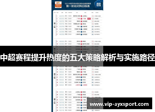 中超赛程提升热度的五大策略解析与实施路径